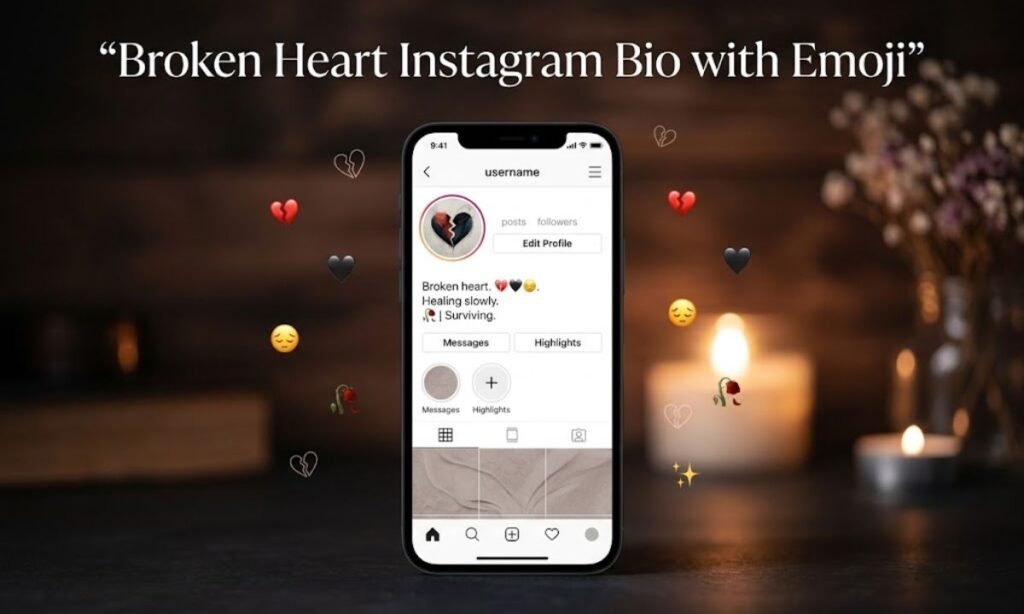 Broken Heart Instagram Bio with Emoji