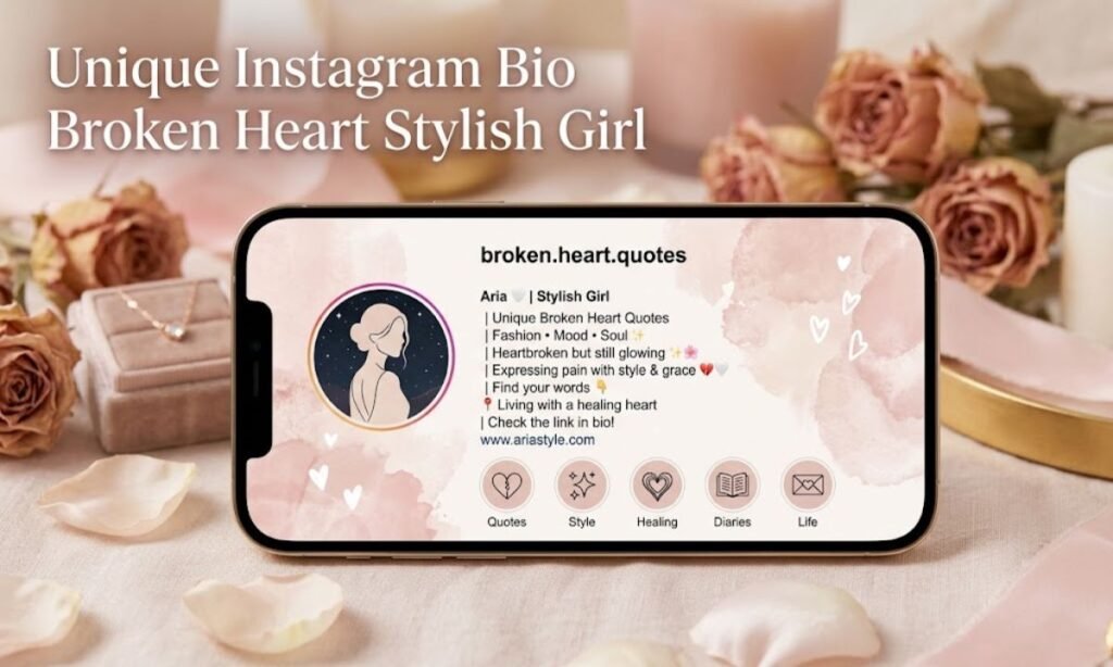 Unique Instagram Bio Broken Heart Stylish Girl