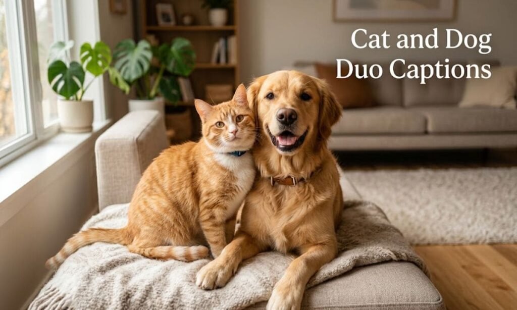 Cat and Dog Duo Captions